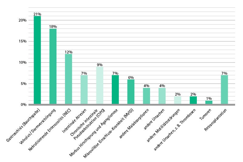 Infografik: Ursachen Kurzdarmsyndrom bei Kindern