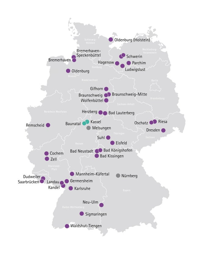 Karte Übersicht Providerzentren Deutschland