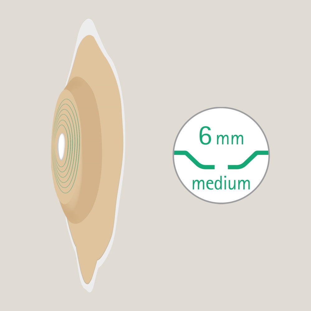 Seitenansicht des Softima 3S convex Hautschutzes mit einer Tiefe von 6 mm