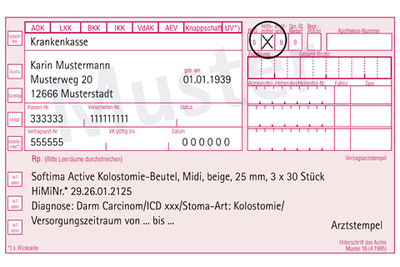 Rezept-Muster für die korrekte Hilfsmittel-Verordnung.