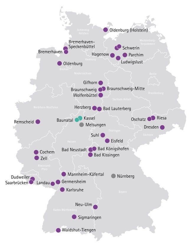 Karte Übersicht Providerzentren Deutschland