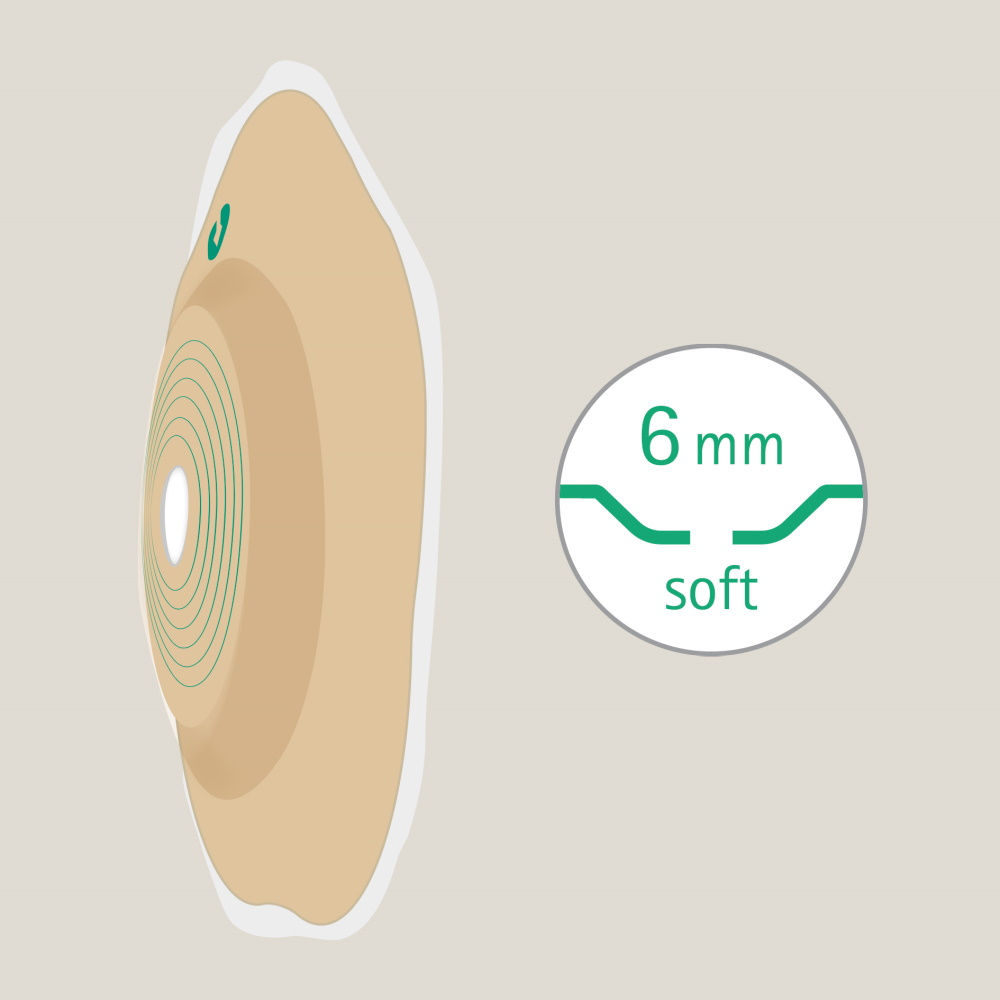 Seitenansicht des Softima Active O' convex Hautschutzes mit einer Tiefe von 6 mm