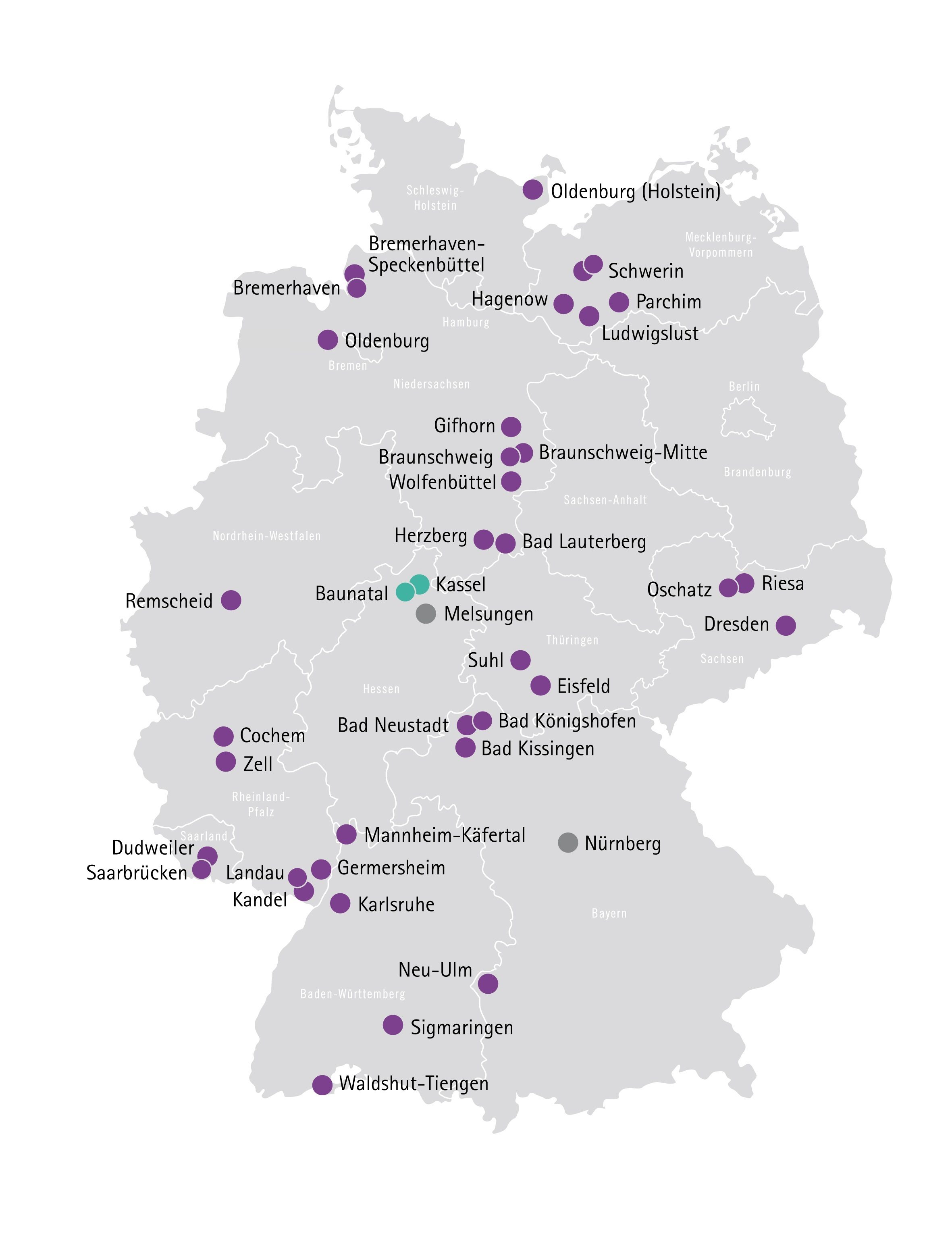 Karte Übersicht Providerzentren Deutschland